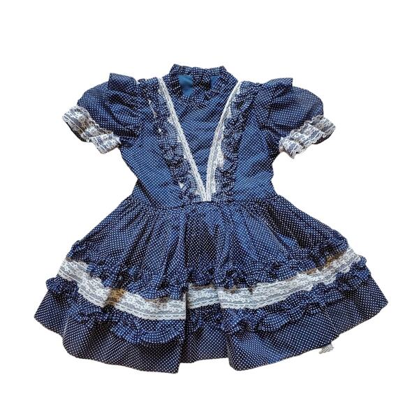Marthas Miniatures Vintage Girls Blue Ruffle Dress (6R) - Picture 1 of 7